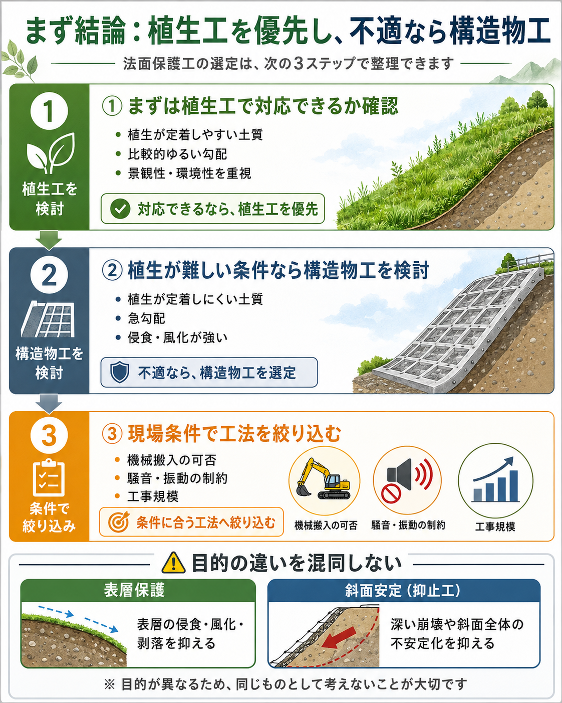 法面工選定の図解