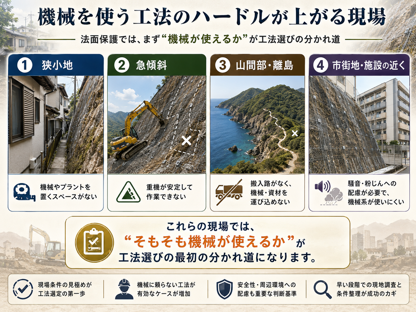 重機が入らない現場の難しさ