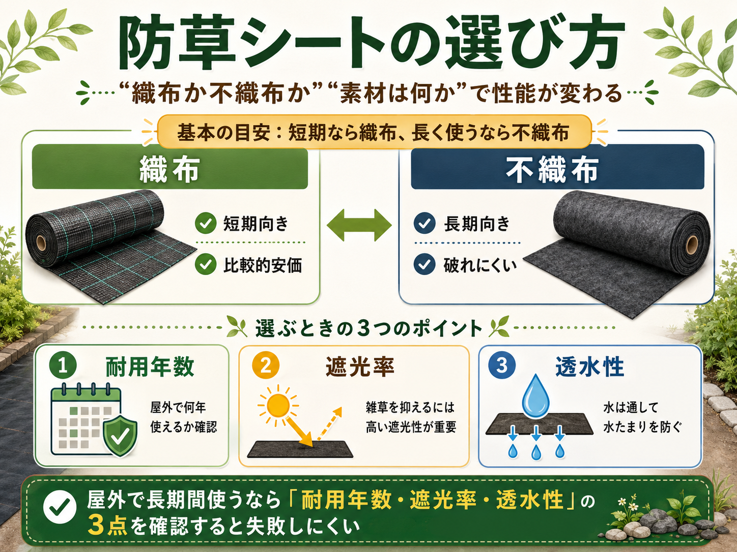 防草シートの選び方