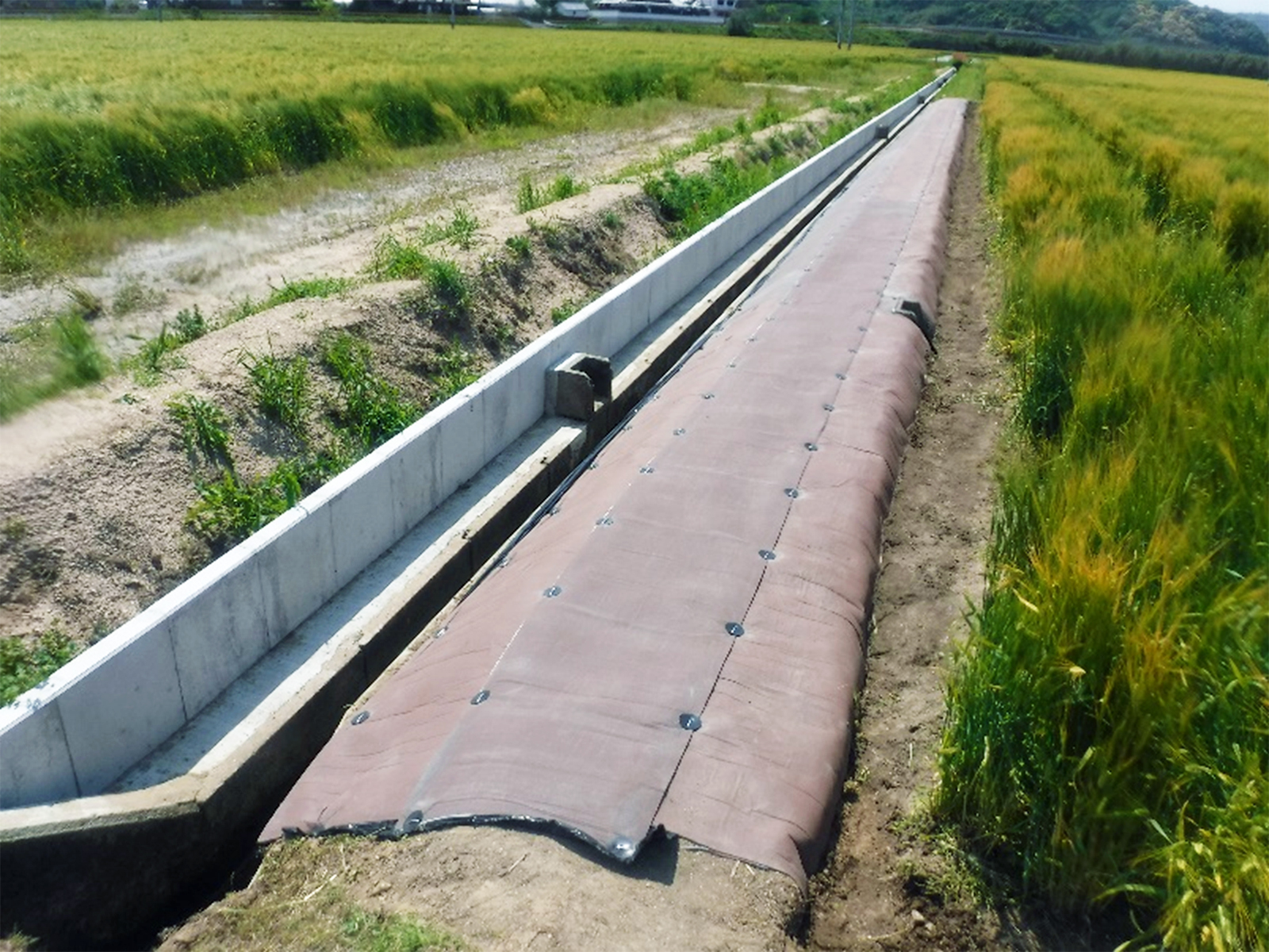土水路保護に使用するドライマット